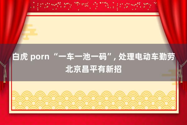 白虎 porn “一车一池一码”， 处理电动车勤劳北京昌平有新招