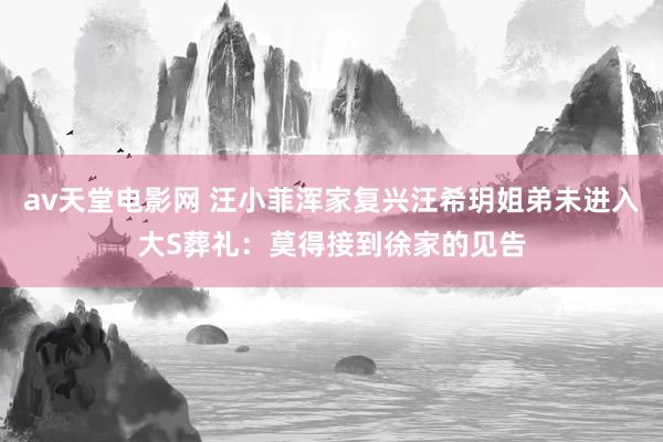 av天堂电影网 汪小菲浑家复兴汪希玥姐弟未进入大S葬礼：莫得接到徐家的见告
