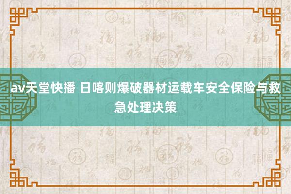 av天堂快播 日喀则爆破器材运载车安全保险与救急处理决策