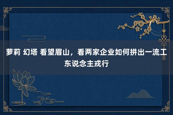 萝莉 幻塔 看望眉山，看两家企业如何拼出一流工东说念主戎行